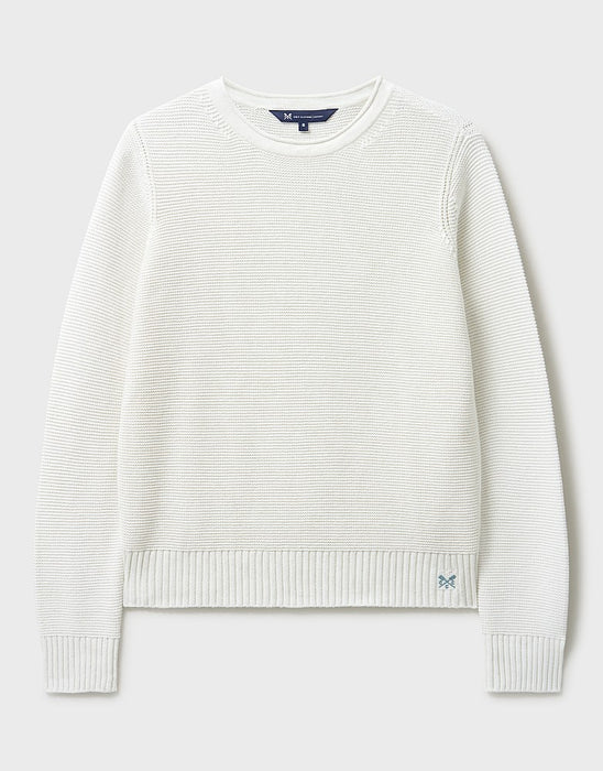 Crew Clothing Women's Laurie Cotton Roll-Edge Jumper in White