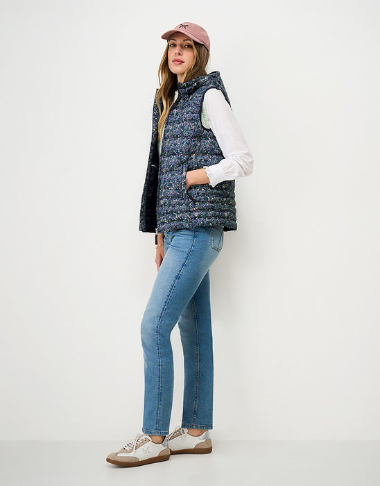 Crew Clothing Women's Lightweight Padded Gilet in Navy Floral