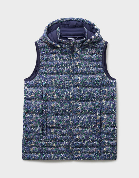Crew Clothing Women's Lightweight Padded Gilet in Navy Floral