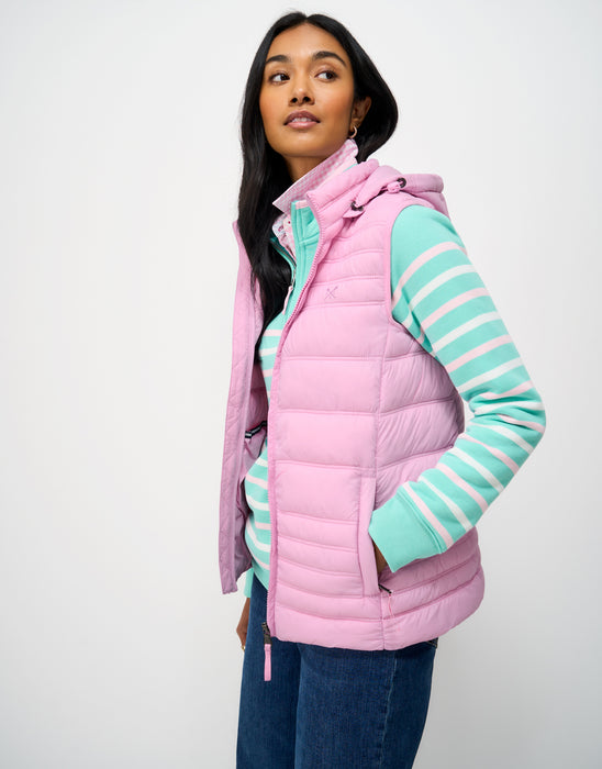 Crew Clothing Women's Lightweight Padded Gilet In Pink Lavender