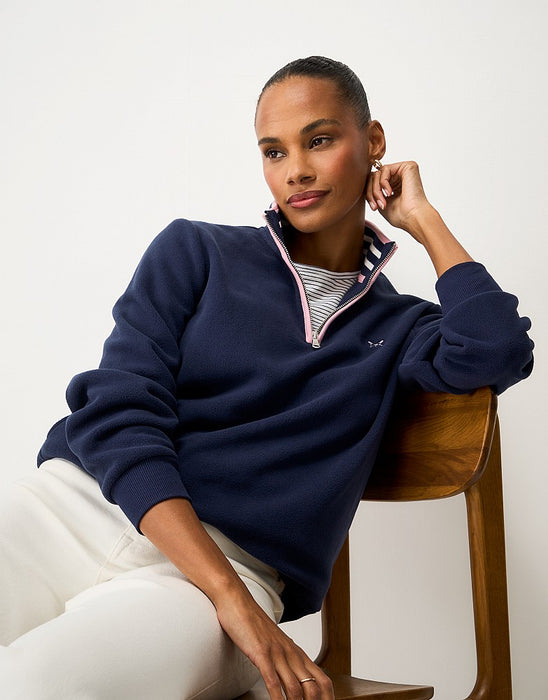 Crew Clothing Women's Micro Fleece Quarter Zip Sweat in Navy