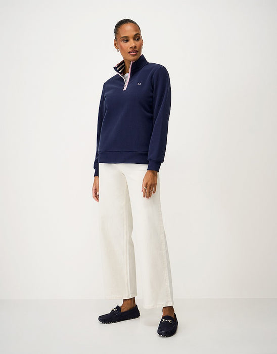 Crew Clothing Women's Micro Fleece Quarter Zip Sweat in Navy