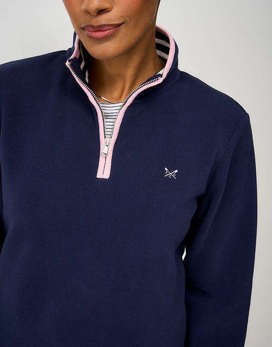 Crew Clothing Women's Micro Fleece Quarter Zip Sweat in Navy
