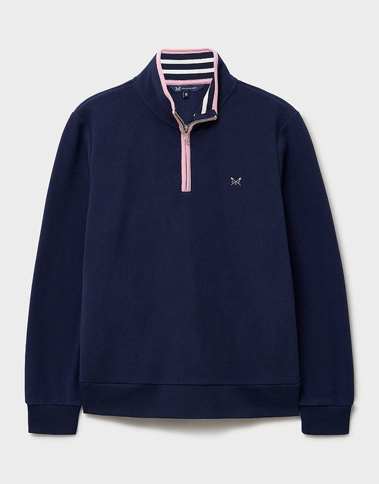 Crew Clothing Women's Micro Fleece Quarter Zip Sweat in Navy