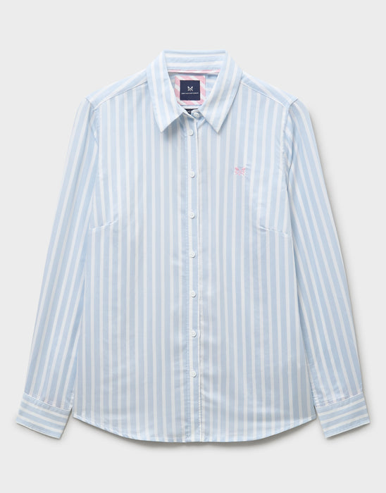 Crew Clothing Women's Viscose Twill Shirt Shirt in Blue White Stripe