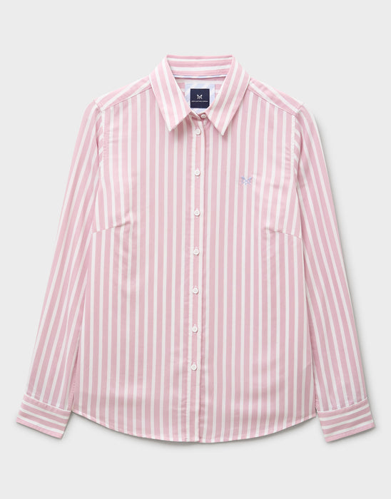 Crew Clothing Women's Viscose Twill Shirt Shirt in Pink White Stripe
