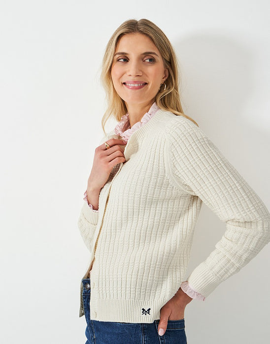 Crew Clothing Women's Tillie Textured Cardigan in White Linen