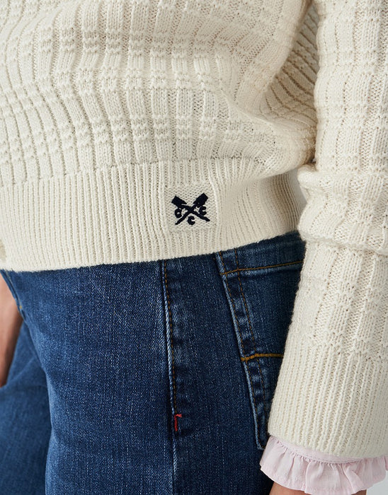 Crew Clothing Women's Tillie Textured Cardigan in White Linen