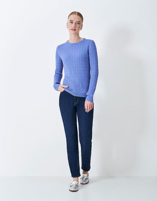 Crew Clothing Women's Heritage Cable Crew Neck Jumper In Riviera Blue