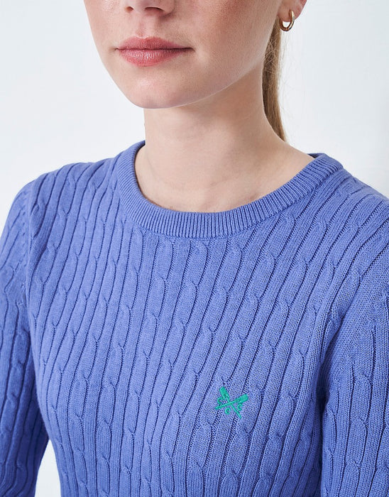 Crew Clothing Women's Heritage Cable Crew Neck Jumper In Riviera Blue