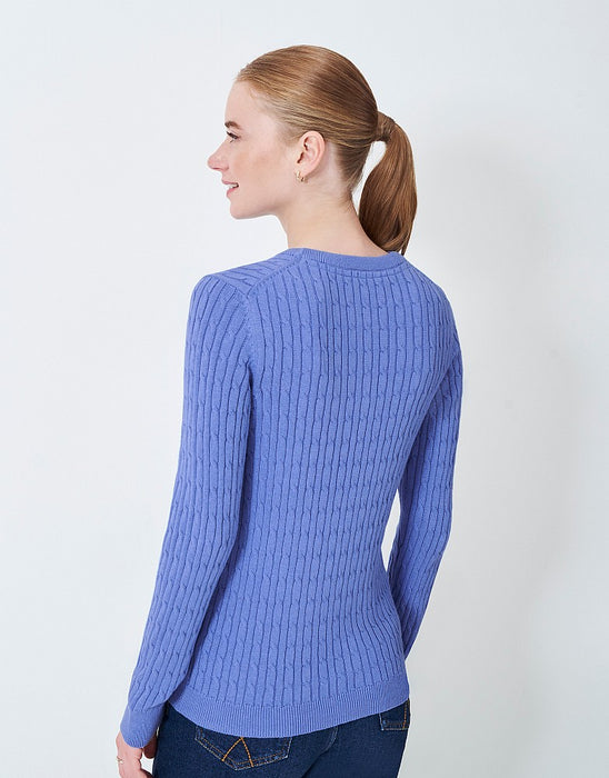 Crew Clothing Women's Heritage Cable Crew Neck Jumper In Riviera Blue