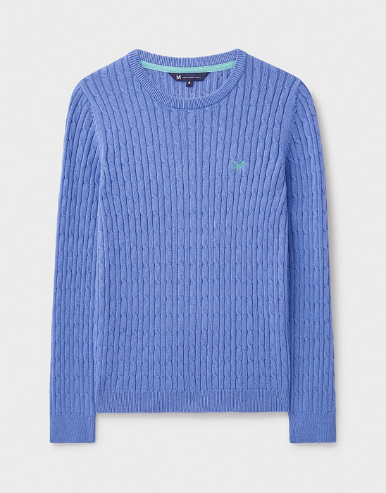Crew Clothing Women's Heritage Cable Crew Neck Jumper In Riviera Blue