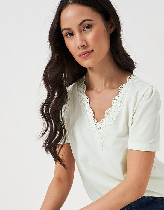 Crew Clothing Women's Lace Insert Short Sleeve T-Shirt White