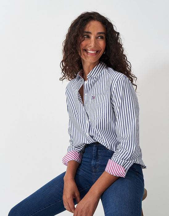 Crew Clothing Women's Cotton Poplin Shirt In Navy White