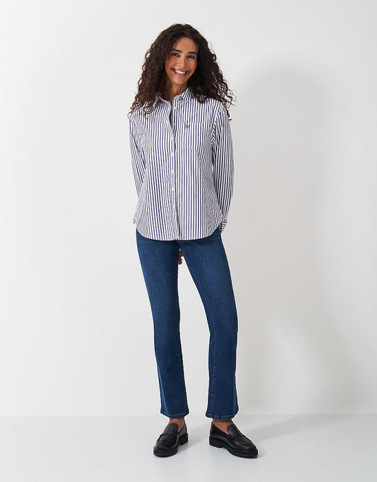 Crew Clothing Women's Cotton Poplin Shirt In Navy White