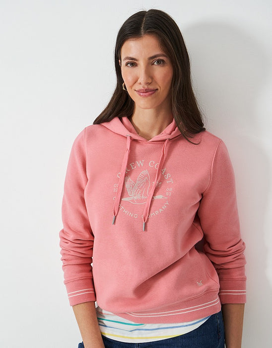 Crew Clothing Women's Embroidered Hoodie In Flamingo Plume