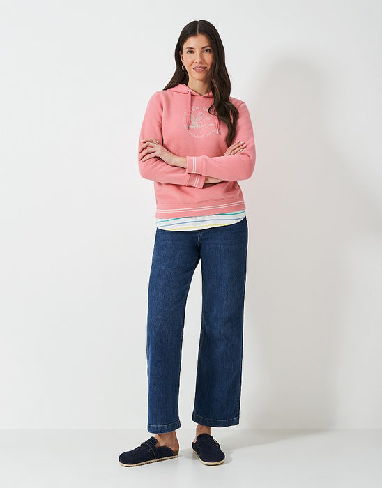 Crew Clothing Women's Embroidered Hoodie In Flamingo Plume