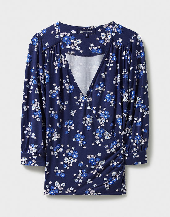 Crew Clothing Women's Wrap Top Navy Print