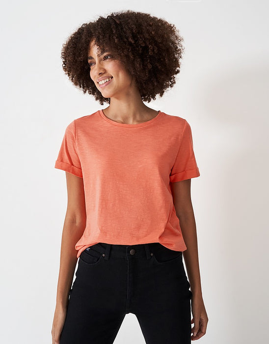 Crew Clothing Women's Perfect Crew Neck Slub Coral T-Shirt