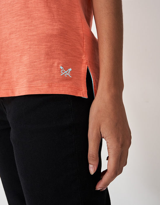Crew Clothing Women's Perfect Crew Neck Slub Coral T-Shirt