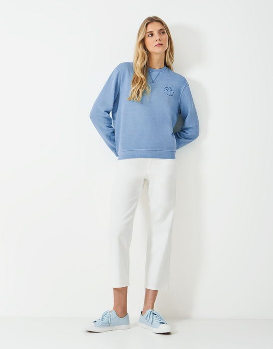 Crew Clothing Women's Pigment Dyed Cotton Crew Neck Sweatshirt In Blue