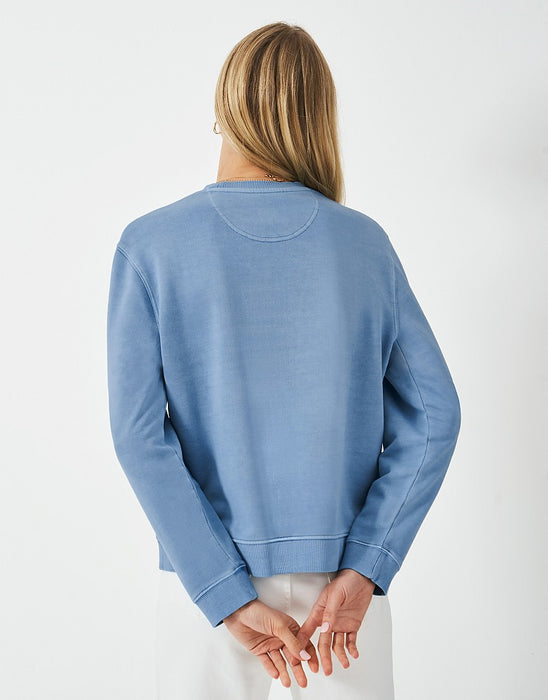 Crew Clothing Women's Pigment Dyed Cotton Crew Neck Sweatshirt In Blue