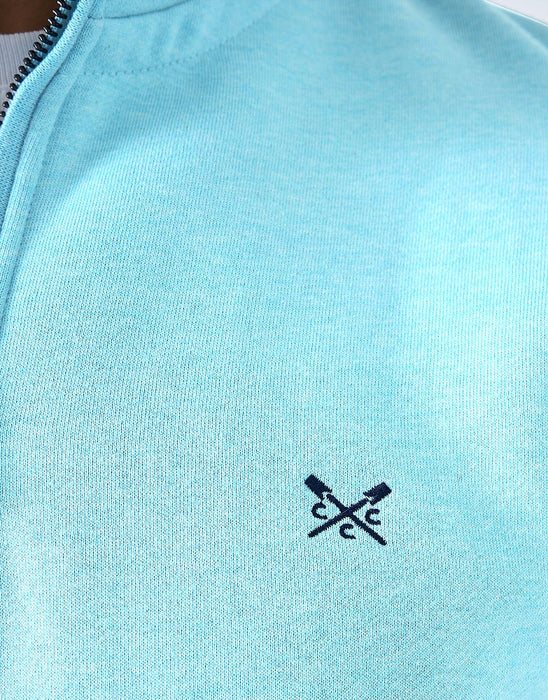 Crew Clothing Mens Classic Half Zip Sweatshirt Aqua Blue