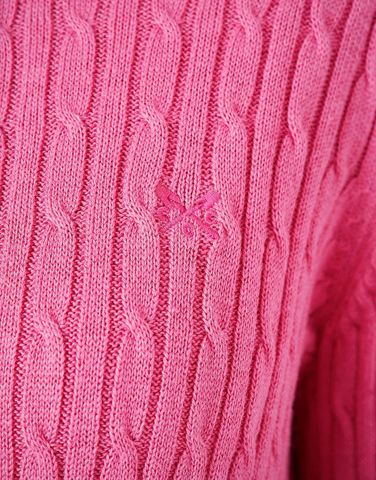 Crew Clothing Womens Heritage Cable Knit Jumper Pink Pop