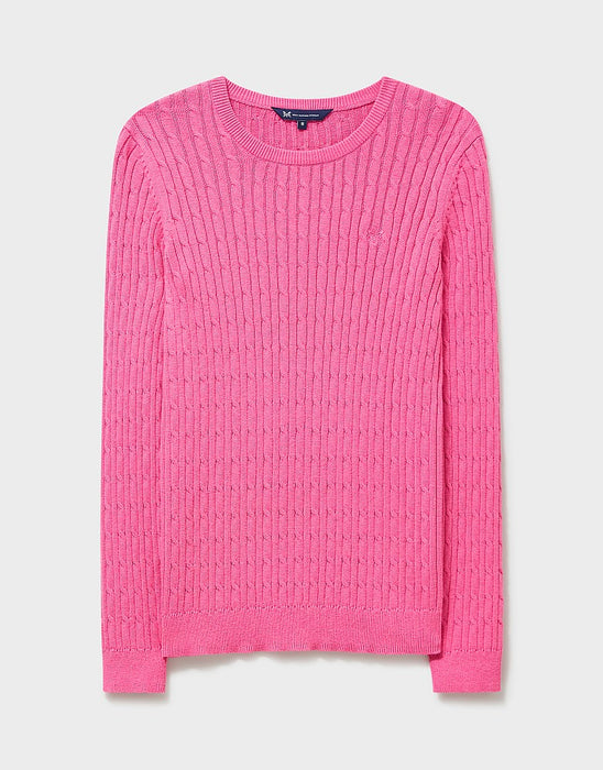 Crew Clothing Womens Heritage Cable Knit Jumper Pink Pop