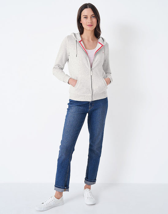 Crew Clothing Womens Heritage Zip Through Hoodie Grey Marl