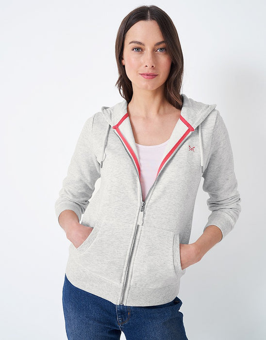 Crew Clothing Womens Heritage Zip Through Hoodie Grey Marl