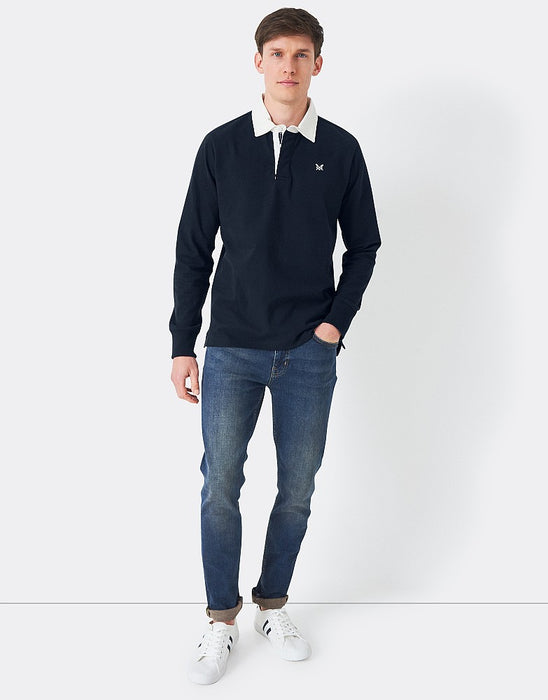Crew Clothing Mens Long Sleeved Rugby Shirt Navy