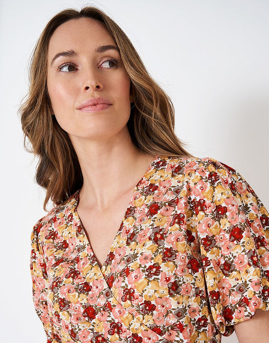 Crew Clothing Womens Melanie Wrap Dress Pink Floral