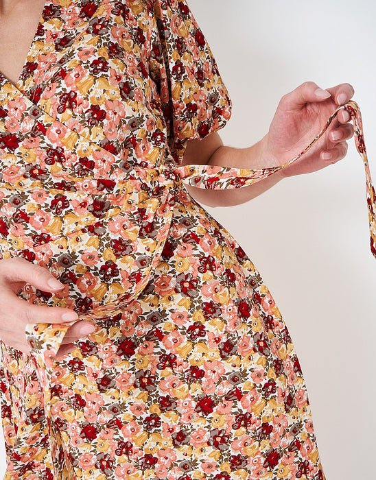Crew Clothing Womens Melanie Wrap Dress Pink Floral