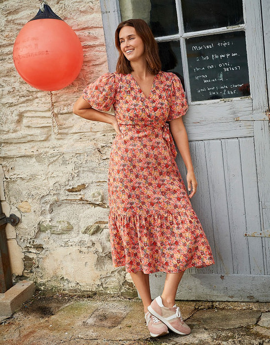 Crew Clothing Womens Melanie Wrap Dress Pink Floral