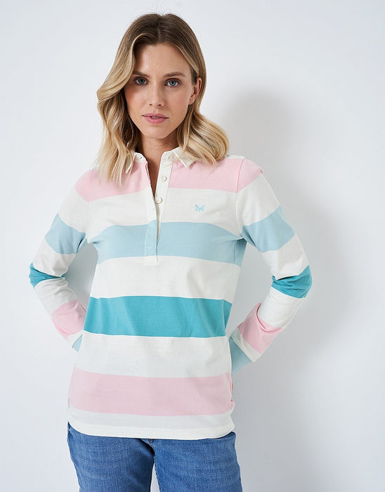 Crew Clothing Womens Classic Rugby Top Pink Blue