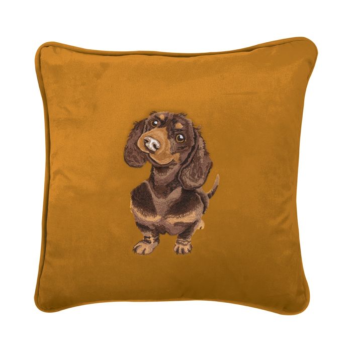 Wrendale Designs 'Little Sausage' Dachshund Embroidered Cushion