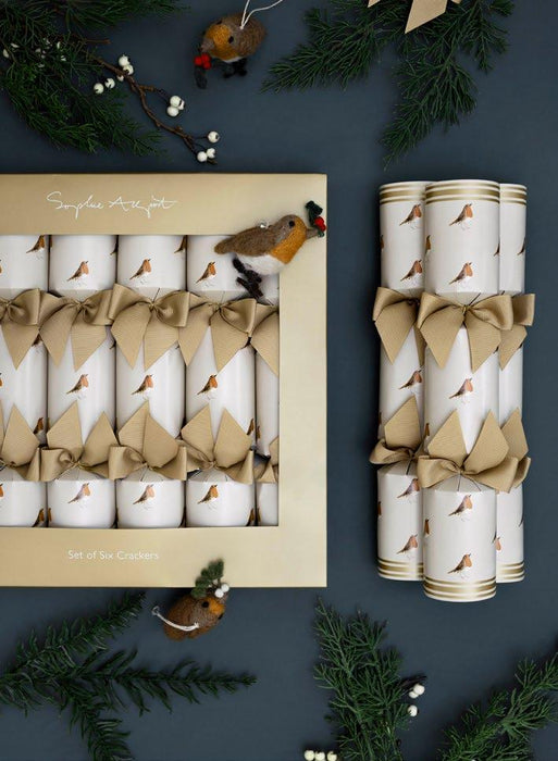 Sophie Allport Christmas Crackers - Felt Inner - Robins (Set of 6)