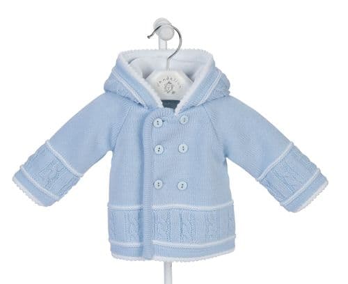Dandelion Knitted Hooded Jacket Blue Newborn