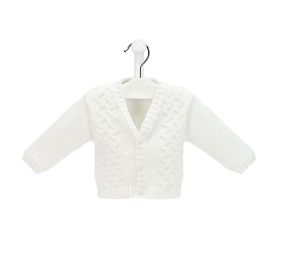Dandelion Double Cable Cardigan White 0-3 months