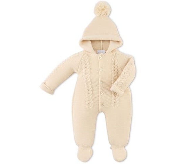 Dandelion Hooded Knitted Taupe Pramsuit