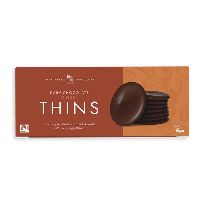 Whitakers Ginger Dark Chocolate Thins 150g
