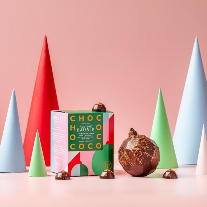 Chococo Dark Chocolate Bauble with Orange Chocolate Gems — Maple Gifts