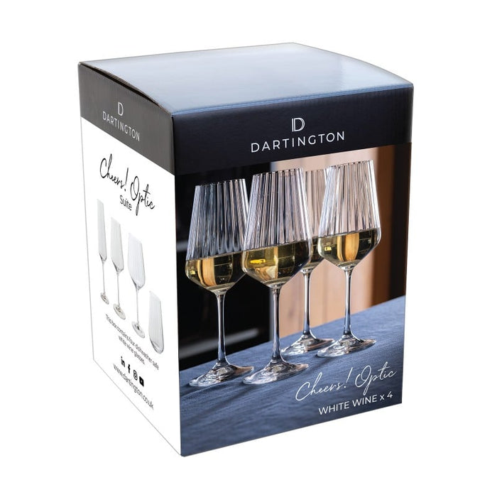 Dartington Cheers! Optic White Wine, Set Of 4