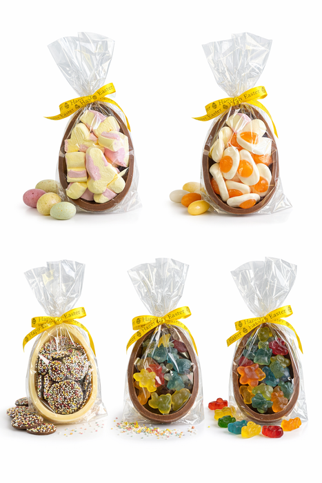 Chocolate Half Easter Egg Filled with Sweets & Marshmallows