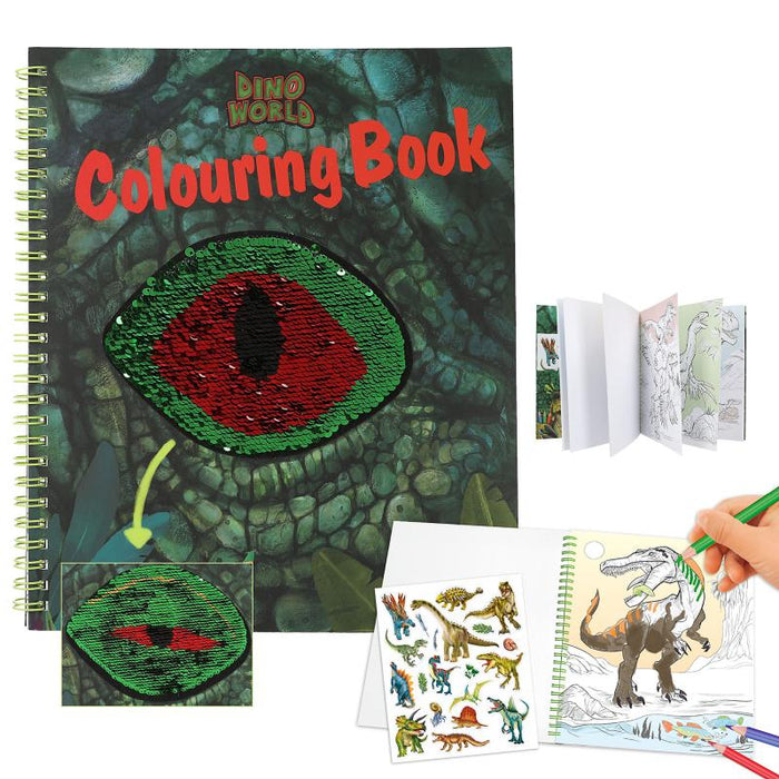 Dino World Colouring Book With Reversible Sequins