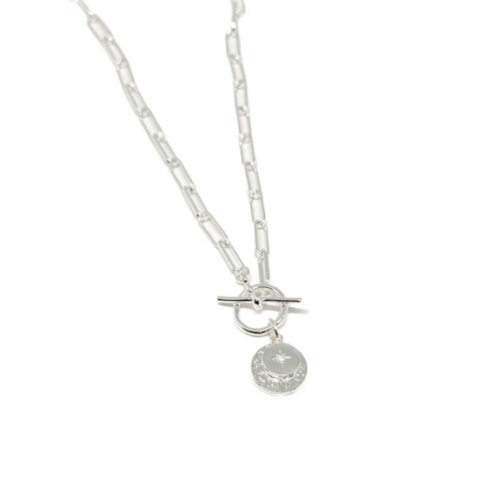 Clementine Dira Disc Link Necklace - Silver