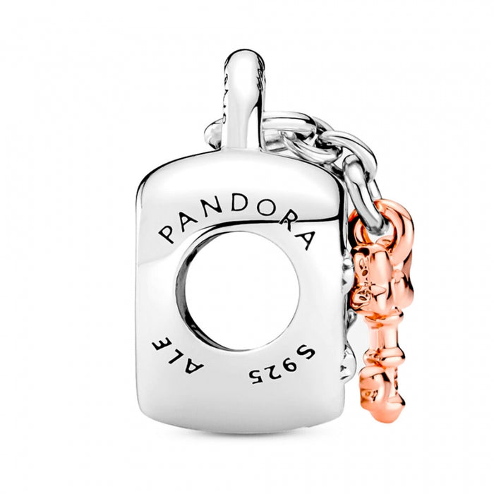 Pandora Disney Mickey Mouse & Minnie Mouse Heart Padlock Charm Sterling Silver