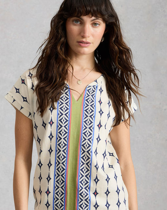 White Stuff Women's Nelly Embroidered SS Tee In White Multi