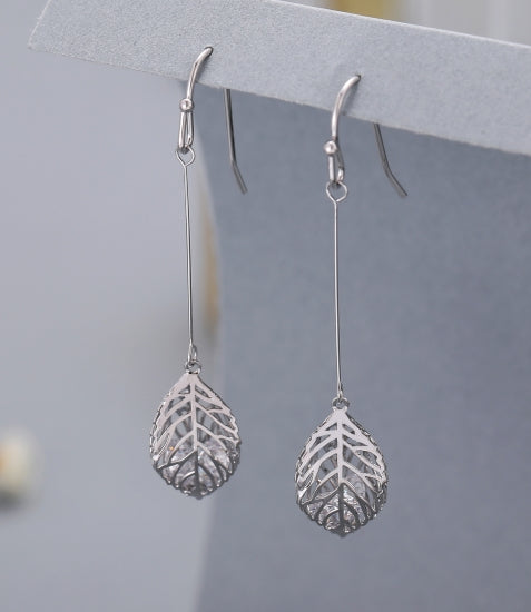 Gracee Jewellery Silver Leaf Drop Earrings